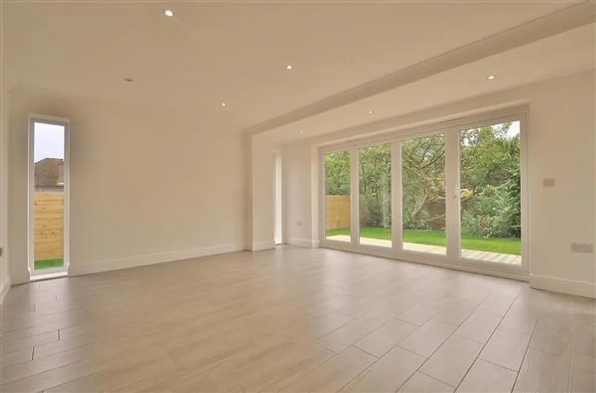 Completed living area with garden glazing