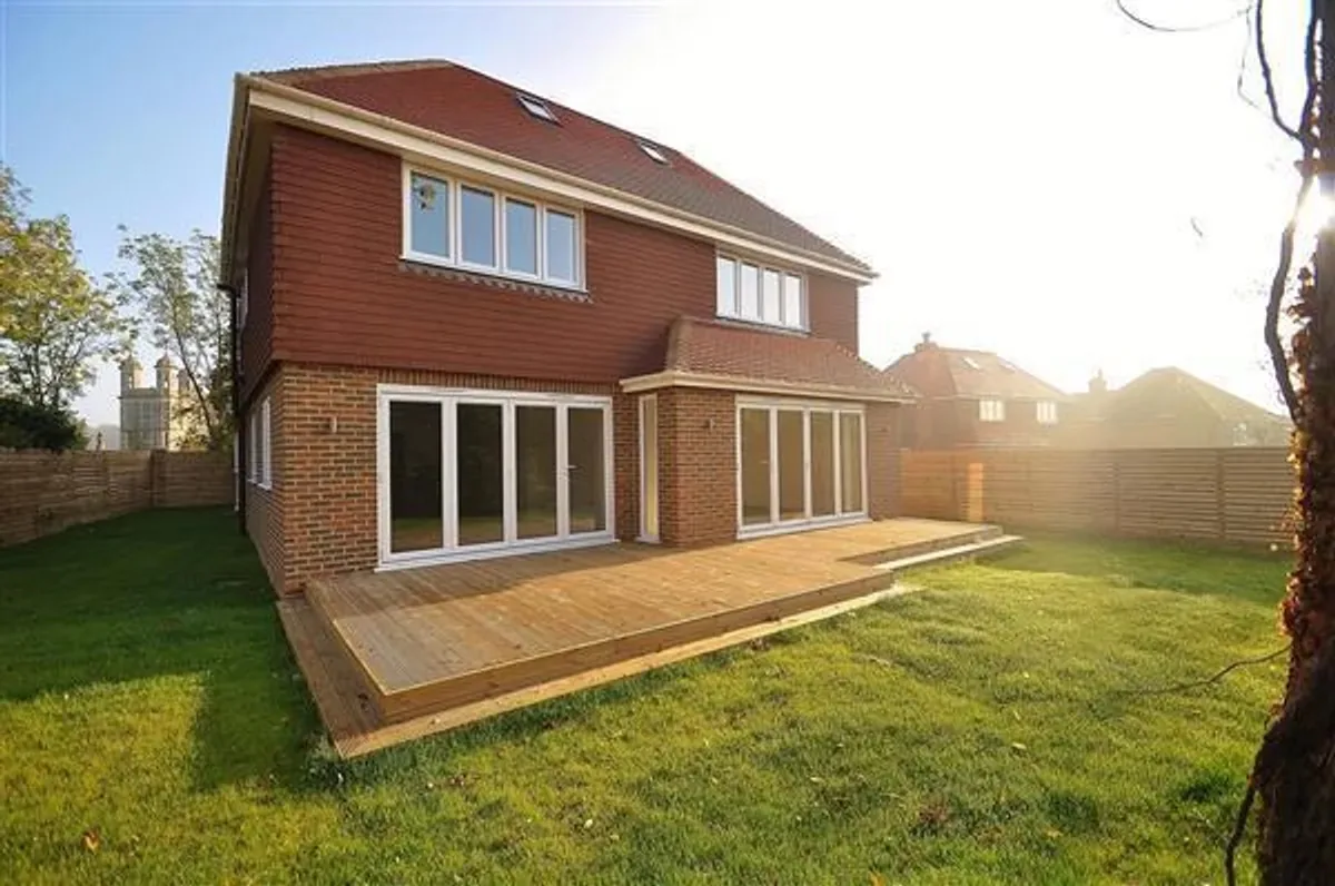 Completed residence rear elevation and decking