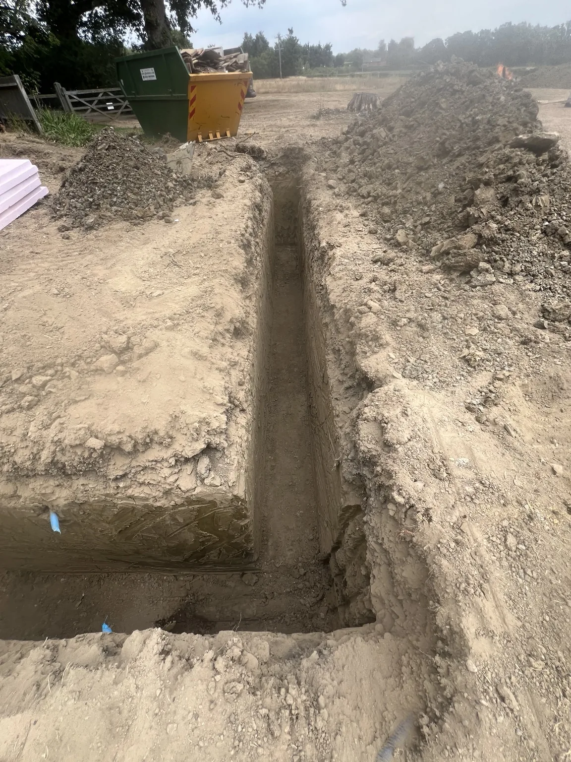 New foundation trench excavation