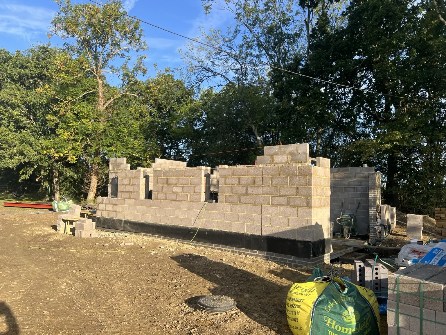 Garage and office wall construction progressing